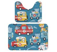 Lot de 2 tapis de salle de bain en forme d'animal mignon - Tapis de toilette absorbant et tapis de bain antidérapant avec tapis contour WC