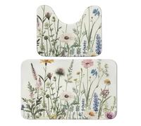 Lot de 2 tapis de salle de bain rustiques lavande, tapis de toilette absorbant, tapis de bain et tapis de contour antidérapant, tapis contour WC