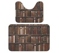 Lot de 2 tapis de salle de bain vintage absorbants et tapis de bain antidérapants avec tapis contour WC