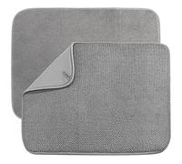 Lot de 2 tapis de séchage à vaisselle en microfibre, égouttoir à vaisselle absorbant, plan de travail de cuisine, tapis de séchage à vaisselle super absorbants, 50,8 x 38,1 cm, gris