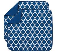 Lot de 2 tapis de séchage à vaisselle en microfibre super absorbants pour comptoir de cuisine 40 cm x 46 cm treillis bleu