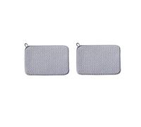 Lot de 2 tapis de séchage en microfibre à séchage rapide avec cordon - 30 x 40 cm - Super absorbants - Outil de vaisselle réversible - Coussin antidérapant pour assiette en verre