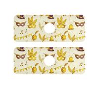 Lot de 2 tapis de séchage en pierre de diatomée pour évier de cuisine à séchage rapide pour comptoir de cuisine, comptoir de salle de bain, 35,6 cm, 17,8 x 12,7 cm, masques de carnaval dorés, drapeaux