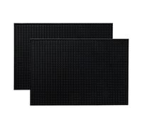 Lot de 2 tapis de service de bar en PVC pour barman à cocktail 45,7 x 30,5 cm (noir)