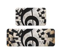 Lot de 2 tapis de sol antidérapants et absorbants pour la maison, la cuisine, le bureau et les fêtes sur le thème musical