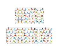 Lot de 2 tapis de sol de cuisine antidérapants absorbants confortables et imperméables Motif alphabet