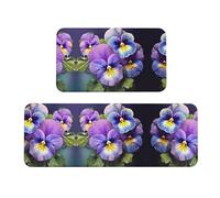 Lot de 2 tapis de sol de cuisine avec impression de pensées - Motifs vivants pour des sols élégants et fonctionnels