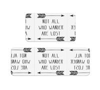 Lot de 2 tapis de sol de cuisine imprimés Not All Who Wander Are Lost antidérapants, absorbants, confortables, imperméables