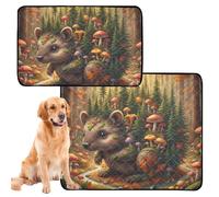 Lot de 2 tapis de sol lavables et antidérapants pour voiture 61 x 91,4 cm + 91,4 x 106,7 cm Porc-épic Pin Safari Collage