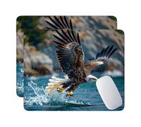 Lot de 2 Tapis de Souris de Jeu Animaux aigles Tapis Souris Gaming avec Bords Cousus et Base en Caoutchouc antidérapant pour PC, Ordinateur Portable, Bureau, Lavable en Machine 24x20 cm f-220
