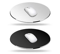 Lot de 2 tapis de souris en aluminium (argent et noir), DaKuan Smooth Magic ultra fin double face pour un contrôle rapide et précis (rond 7,8"x 7,8")