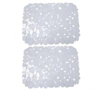 Lot de 2 tapis d'égouttoir pour évier de cuisine avec base résistante aux rayures, tapis en PVC souple avec motif galets (transparent)