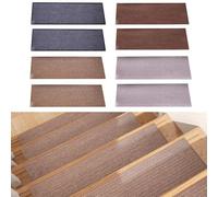 Lot de 2 tapis d'escalier antidérapants en polyester lavable et réutilisable, dos qui ne nécessite pas de colle, personnalisable pour s'adapter aux tailles d'escalier (beige)