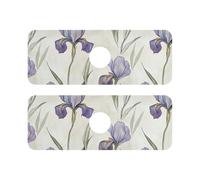 Lot de 2 tapis d'évier de cuisine à diatomées pour évier de cuisine et salle de bain - Empêche l'humidité - 37,3 x 13,7 cm - Bruxelles Iris Pseudacorus Beauty Summer Flowers