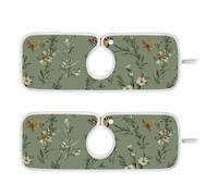 Lot de 2 tapis d'évier de cuisine en pierre à suspendre pour comptoir de cuisine, comptoir de cuisine et évier de salle de bain, 76,2 cm, romarin chic, vert sauge, sauvage