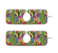 Lot de 2 tapis d'évier en pierre pour évier de cuisine et salle de bain 76,2 cm Couleur vive Cactus Années 80