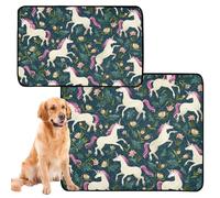 Lot de 2 tapis d'urine antidérapants pour chien et chat - 61 x 91,4 cm + 91,4 x 106,7 cm - Motif licorne blanche