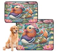 Lot de 2 tapis d'urine lavables pour chiens de plage, 61 x 91,4 cm + 91,4 x 106,7 cm, canard mandarin, nénuphar, collage
