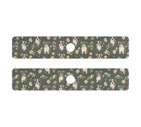 Lot de 2 tapis en pierre sèche de diatomée réutilisables et décorés pour évier de cuisine pour comptoir de salle de bain 76,2 x 13,7 cm - Joli chien Staffordshire Bull Terrier vert sauge