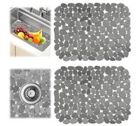 Lot de 2 Tapis Evier Cuisine, Tapis D'évier de Cuisine, 40x30cm Tapis Evier de Cuisine, Tapis de Protege Evier Cuisine, Tapis D'évier à Drainage Tapide, Tapis D'évier de Galets pour Vaisselle, Légumes