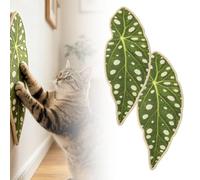 Lot de 2 tapis griffoir pour chat au design de feuilles en sisal naturel - Planche à gratter murale et au sol pour la protection des meubles - Tapis à gratter robuste pour l'entretien des griffes
