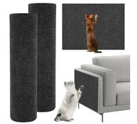 Lot de 2 tapis griffoirs autocollants pour chats - 40 x 200 cm - Tapis griffoir pour canapé, mur et meubles - Découpe libre - Gris - Antidérapant