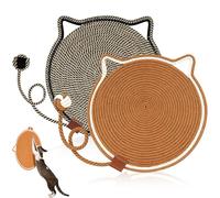Lot de 2 tapis griffoirs pour chat en corde de coton de 41,9 cm, tapis à griffer rond et horizontal pour chat, tapis de protection pour sol, canapé (noir, marron)