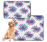 Lot de 2 tapis hygiéniques lavables et antidérapants pour chiens pour voiture 61 x 91,4 cm + 91,4 x 106,7 cm 4th_juillet_motif feu d'artifice