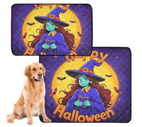 Lot de 2 tapis hygiéniques lavables imperméables et antidérapants pour l'extérieur 61 x 91,4 cm + 91,4 x 106,7 cm Motif dessin animé Happy Halloween