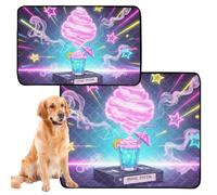 Lot de 2 tapis hygiéniques lavables pour chiens - Tapis antidérapant pour intérieur 61 x 91,4 cm + 91,4 x 106,7 cm - Motif nuage de barbe à papa