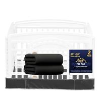 Lot de 2 tapis inférieurs pour parc pour chien de 91,4 cm à 4 panneaux d'exercice pour animaux de compagnie, cage pour chien, chiot, design cerceau et boucle (Remarque : parc non inclus). (noir pur)