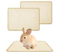 Lot de 2 Tapis Lapin, Tapis Sisal de Soin des Griffes et des Dents pour Cages Lapin Tapis en Sisal Planches à Gratter, Lapins Accessoires pour Rongeurs Protège Les Canapés de Literie pour Mordre