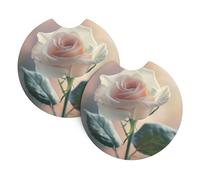 Lot de 2 tapis porte-gobelets de voiture motif rose 6,9 cm - Convient à une variété de modèles de voiture, mignon et pratique