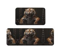 Lot de 2 tapis rembourrés Leaping Tiger - Une bonne aide pour se tenir debout dans la cuisine et antidérapant dans la salle de bain
