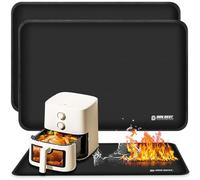Lot de 2 Tapis résistant à la chaleur, tapis résistant à la chaleur pour friteuses, tapis en silicone résistant au feu 60 x 40 cm pour plans de travail de cuisine