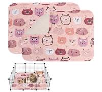Lot de 2 tapis réutilisables pour cage de cochon d'Inde, 60 x 45 cm, tapis d'entraînement pour petits animaux : lapin, hamster, chiot, chaton (lutin chat, taille L)