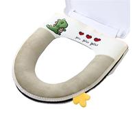 Lot de 2 Tapis Toilette Doux et lavables avec Fermeture éclair, Motif Dessin animé, for l'automne l'hiver, Accessoire Salle Bain Universel Convient à La Plupart des Toilettes(Green)