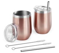 Lot de 2 Tasse à Café en Acier Inoxydable, 350ml Mug Isotherme Réutilisable, Tasse Isotherme Voyage double isolée sous vide avec Couvercle, Café Étanche Mug pour pique niques, camping, voyages