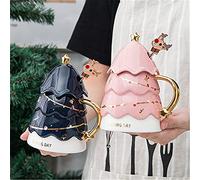 Lot de 2 Tasses à café avec Couvercle et cuillère en Forme d'arbre Noël, idéales for Les Amis, Couples personnalités créatives