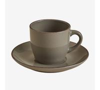 Lot De 2 Tasses À Café En Grès Ronilena Avec Soucoupes, 22 Cl Cedar Brown - Marron