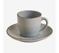 Lot De 2 Tasses À Café En Grès Ronilena Avec Soucoupes, 22 Cl Gris Dauphin - Marron