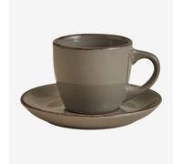 Lot De 2 Tasses À Café En Grès Ronilena Avec Soucoupes, 9 Cl Cedar Brown - Marron