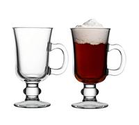 Lot de 2 tasses à café irlandais en verre avec poignées pour cappuccino et chocolat chaud avec poignées, pour latte, café, crème glacée, thé, boissons chaudes, 230 ml