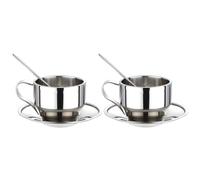 Lot de 2 tasses à café isolées - Double paroi - En acier inoxydable - Tasse à café latte cappuccino avec soucoupe et soucoupe - 125 ml