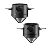 Lot de 2 tasses à café, porte-gobelets à café, porte-gobelets pliables, porte-filtre à café, filtre à café, filtre sans papier, porte-filtre à café conique, noir