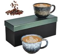 Lot de 2 tasses à cappuccino à paroi épaisse avec anse - 270 ml - Coffret cadeau - Passe au lave-vaisselle - Pour café, thé, latte macchiato