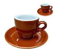 Lot de 2 tasses à expresso à paroi extra épaisse, design italien, emballage cadeau, porcelaine, 56 ml (2 tasses, marron)