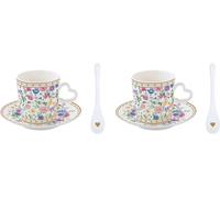 lot de 2 tasses à expresso avec UT MON AMOUR fleurs 100ml avec cuillères Easy Life