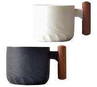 Lot de 2 tasses à expresso de 60 ml - De qualité supérieure - Avec anse - Mini tasses à expresso - En céramique - Pour expresso, thé, latte (noir + blanc)