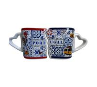 Lot de 2 tasses à expresso en forme de cœur avec coffret cadeau Motif monuments portugais